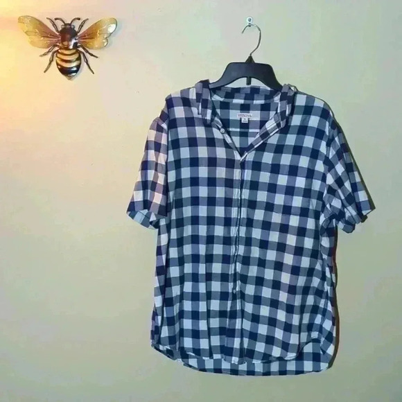 Merona, XL, blue and white button up tshirt - Picture 1 of 4